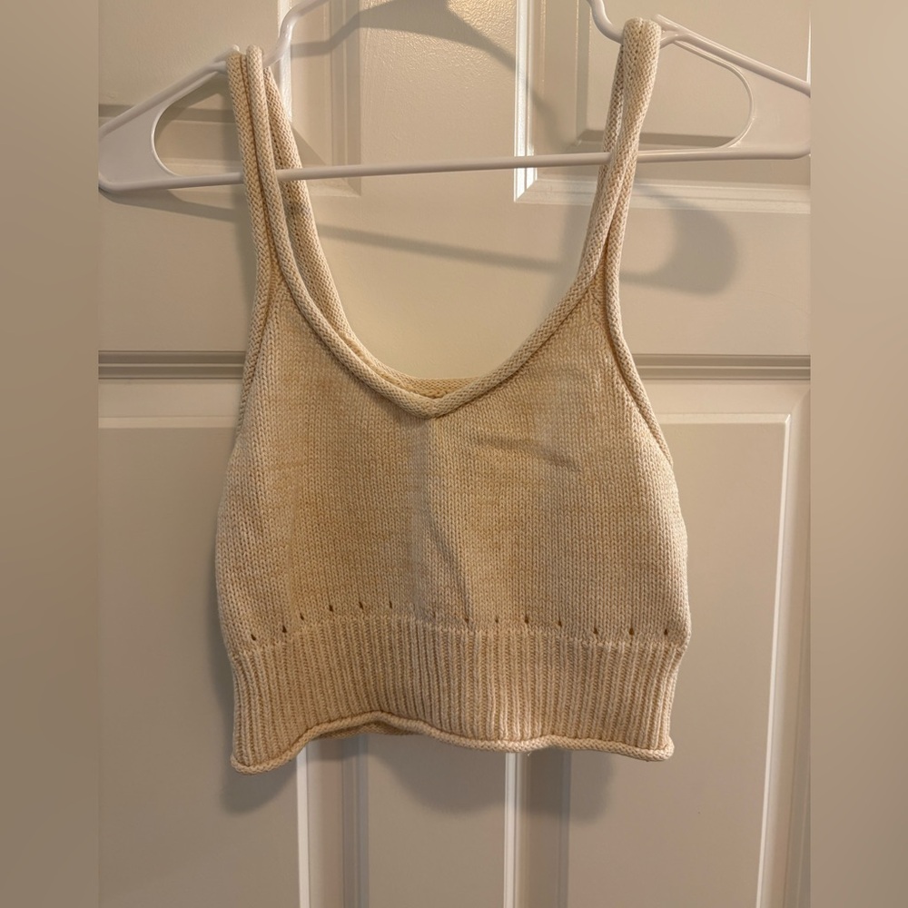 Urban Outfitters Cream Ribbed Crop Camisole